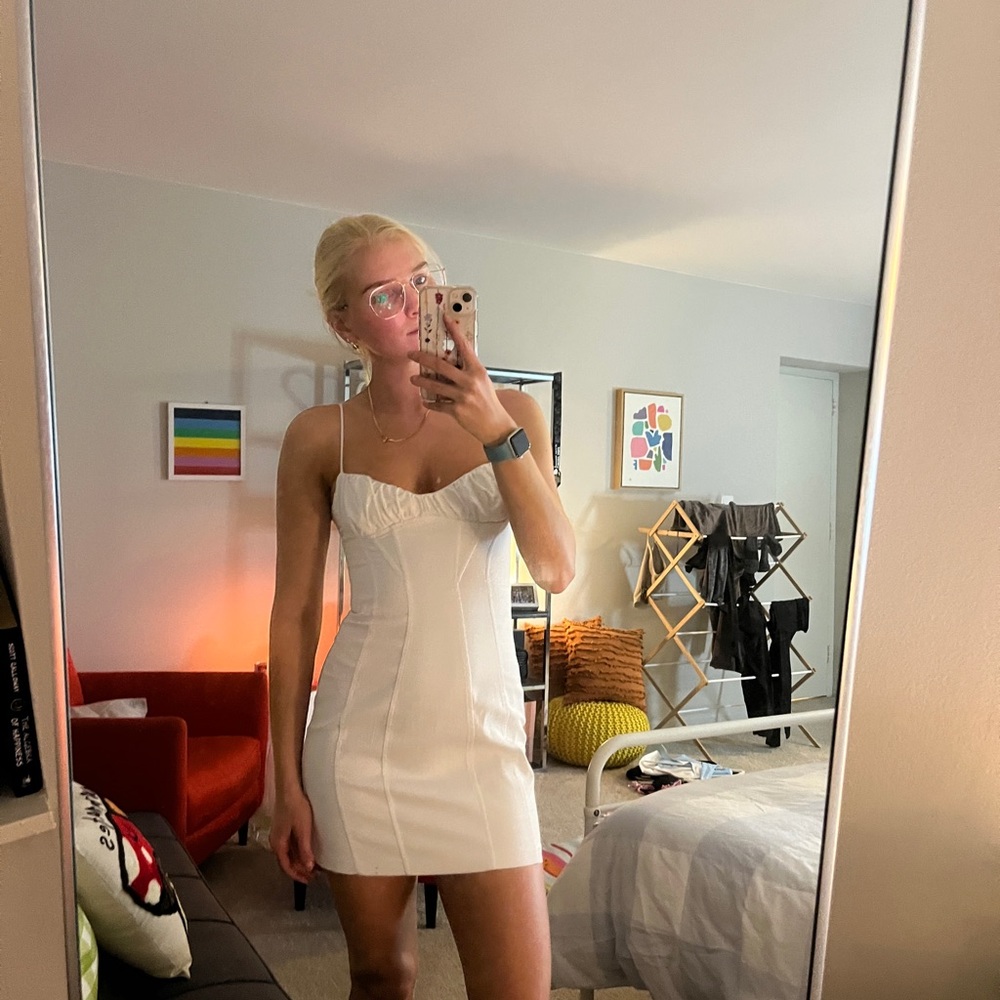 Zara White Linen Mini Dress
